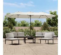 vidaXL Sombrilla doble de jardín con luces LED blanco arena 449x265 cm