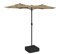 vidaXL Sombrilla doble de jardín con luces LED gris taupe 316x145 cm