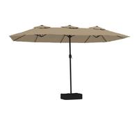 vidaXL Sombrilla doble de jardín con luces LED gris taupe 449x265 cm