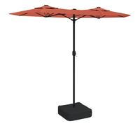 vidaXL Sombrilla doble de jardín con luces LED terracota 316x145 cm