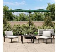 vidaXL Sombrilla doble de jardín con luces LED verde 316x145 cm