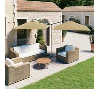vidaXL Sombrilla doble de jardín con palo de acero taupe 600x300 cm