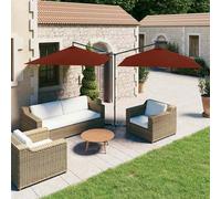 vidaXL Sombrilla doble con poste de acero 600x300 cm Color Verde, Arena, Antracita Terracotta