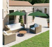 vidaXL Sombrilla doble con poste de acero 600x300 cm Color Verde, Arena, Antracita Green