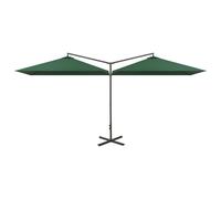 vidaXL Sombrilla doble con poste de acero 600x300 cm Color Verde, Arena, Antracita Green