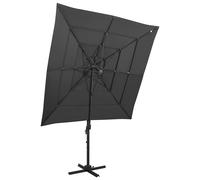 vidaXL Sombrilla jardín 4 niveles palo aluminio antracita 250x250 cm