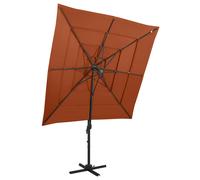 vidaXL Sombrilla de jardín 4 niveles palo de aluminio 250x250 cm en color Negro/Rojo burdeos/Verde y más