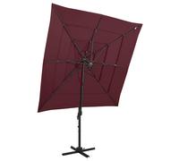 vidaXL Sombrilla jardín 4 niveles palo de aluminio burdeos 250x250 cm