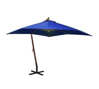 vidaXL Sombrilla jardín colgante con palo madera abeto celeste 3x3 m