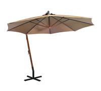 vidaXL Sombrilla jardín colgante con palo madera abeto taupe 3,5x2,9 m