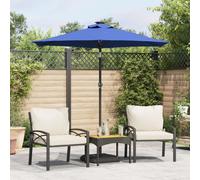vidaXL Sombrilla jardín con luces LED poste acero azul 225x225x212 cm