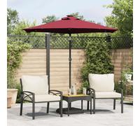 vidaXL Sombrilla jardín con luz LED poste acero burdeos 225x225x212 cm