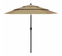 vidaXL Sombrilla jardín de 3 niveles con palo de aluminio taupe 2,5 m