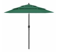 vidaXL Sombrilla jardín de 3 niveles con palo de aluminio verde 2,5 m