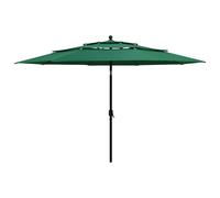 vidaXL Sombrilla jardín de 3 niveles con palo de aluminio verde 3,5 m