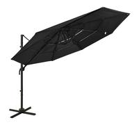 vidaXL Sombrilla jardín de 4 niveles palo de aluminio 3x3 cm en color Antracita/Rojo burdeos/Arena y más