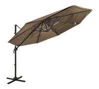 vidaXL Sombrilla jardín de 4 niveles con palo de aluminio taupe 3x3 cm