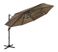 vidaXL Sombrilla jardín de 4 niveles con palo de aluminio taupe 3x3 cm