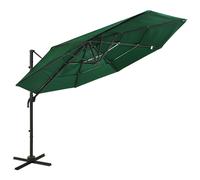 vidaXL Sombrilla jardín de 4 niveles con palo de aluminio verde 3x3 cm