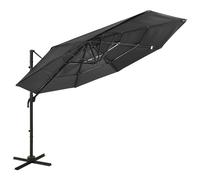 vidaXL Sombrilla jardín de 4 niveles palo de aluminio antracita 3x3 cm