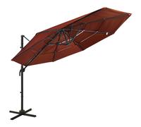 vidaXL Sombrilla jardín de 4 niveles palo de aluminio terracota 3x3 cm