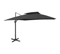 vidaXL Sombrilla voladiza con doble techo celeste 300x300 cm Color Negro, azure blue, Rojo burdeos Black