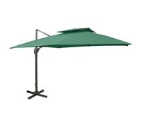 vidaXL Sombrilla jardín voladiza con cubierta doble verde 300x300 cm