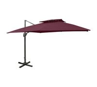 vidaXL Sombrilla voladiza con doble techo celeste 300x300 cm Color Negro, azure blue, Rojo burdeos Burgundy red