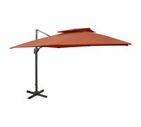 vidaXL Sombrilla jardín voladiza cubierta doble terracota 300x300 cm