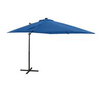 vidaXL Sombrilla jardín voladiza palo y luces LED azul celeste 250 cm