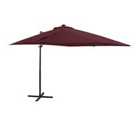 vidaXL Sombrilla jardín voladiza palo y luces LED rojo burdeos 250 cm