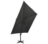 vidaXL Sombrilla voladiza con doble techo celeste 300x300 cm Color Negro, azure blue, Rojo burdeos Black