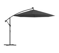 vidaXL Sombrilla voladiza con luces LED y poste acero antracita 300 cm
