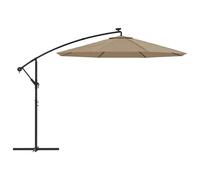 vidaXL Sombrilla voladiza con luces LED y poste acero taupe 300 cm