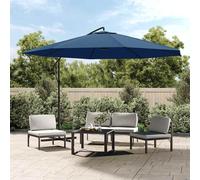 vidaXL Sombrilla voladiza con poste de acero azul 350 cm