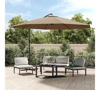 vidaXL Sombrilla voladiza con poste de acero gris taupe 350 cm