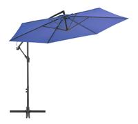 vidaXL Sombrilla voladiza con poste de aluminio azul 300 cm