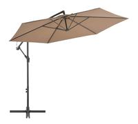 vidaXL Sombrilla voladiza con poste de aluminio gris taupe 300 cm