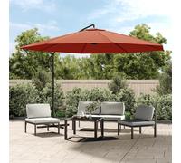 vidaXL Sombrilla voladiza con poste de aluminio terracota 350 cm