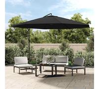 vidaXL Sombrilla voladiza de jardín con poste de acero negro 350 cm
