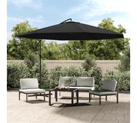 vidaXL Sombrilla voladiza de jardín con poste de aluminio negro 350 cm