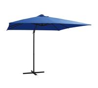 vidaXL Sombrilla voladiza jardín LED palo acero azul azure 250x250 cm