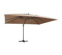 vidaXL Sombrilla voladiza jardín luces LED poste aluminio taupe 4x3 m