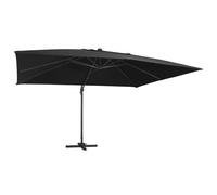 vidaXL Sombrilla voladiza luces LED y poste aluminio negra 400x300 cm