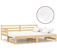 vidaXL Somier abatible para colchón individual (2 unidades, 90x200 cm), fabricado en madera maciza de pino