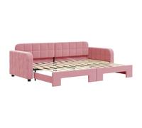 vidaXL Somier convertible, color rosa, 80x200 cm, tapizado en terciopelo