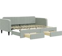 vidaXL Somier convertible con cajones, color gris claro, 90x200 cm, tapizado en terciopelo