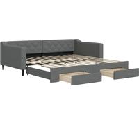 vidaXL Somier convertible con cajones, color gris oscuro, 100x200 cm, tapizado en tela