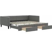 vidaXL Somier convertible con cajones, color gris oscuro, 100x200 cm, tapizado en tela