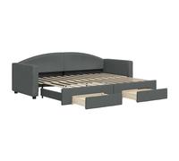 vidaXL Somier convertible con cajones, color gris oscuro, 80x200 cm, tapizado en tela